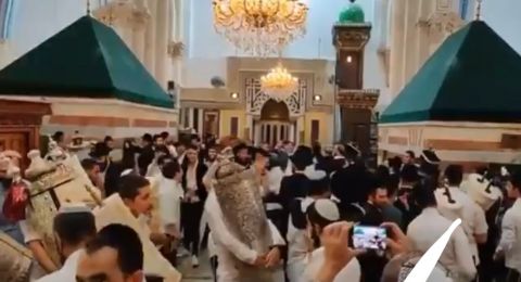 المسجد الإبراهيمي خلال إحتفالات المستوطنين فجر اليوم